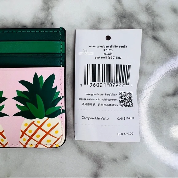 Kate Spade Colada Pineapple Small Slim Card Holder Wallet - Picture 5 of 5